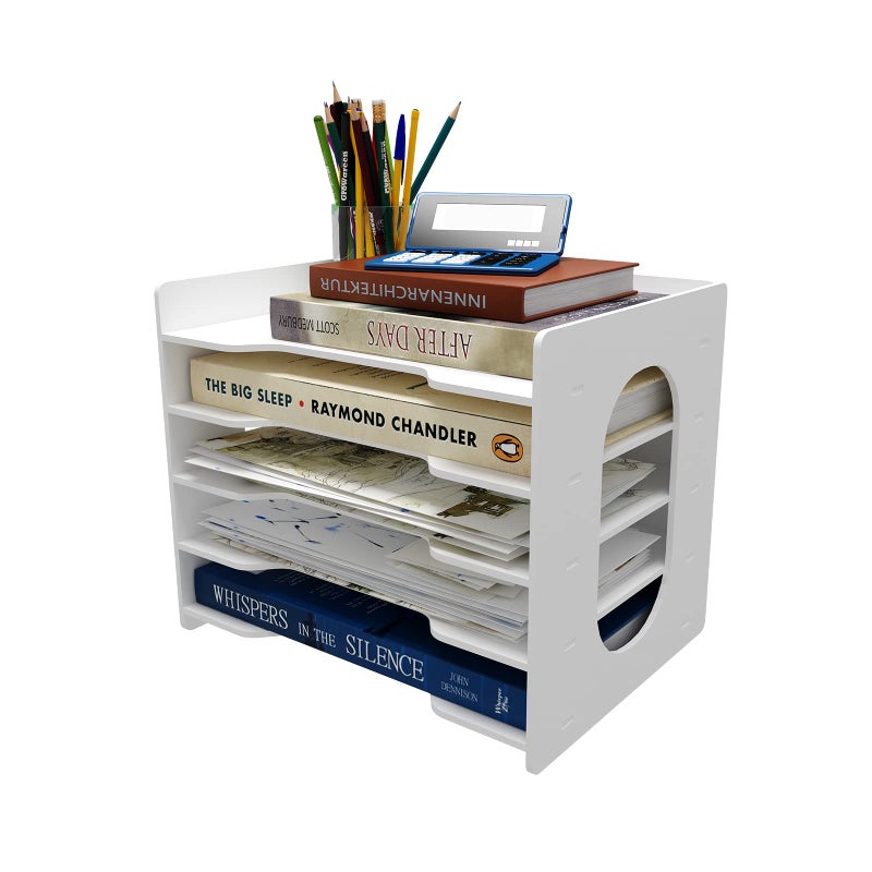 Natwind 5-Tier Desk Organizer,File Organizer,File Paper Organizer for Desk & Desktop - White File Holder with Mail Letter Tray & Paper Sorter for Home Office, School Classroom - Image 5